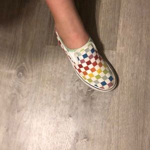 Multi colored checkered Vans